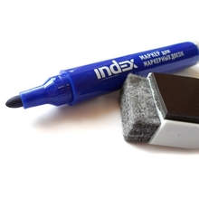 Набор маркеров для белой доски, 2 - 3 мм, (зеленый, красный, синий, черный), пулевидный нак., INDEX
