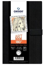 Canson Блокнот для зарисовок 180° 96г/кв.м 14*21.6см 80л твердая обложка магнитная застежка черный