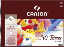 Canson Альбом для пастели Mi-Teintes 160г/м.кв 24*32см 16л №335 белый спираль.