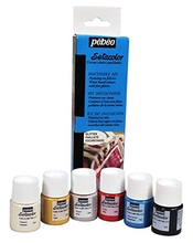 Pebeo Набор красок акриловых Setacolor для светлых тканей 6 цв. с глиттерами х 20 мл