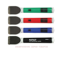 Маркер для белой доски с магнитом и губкой, 2-3 мм, зеленый, пулевидный нак., INDEX