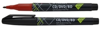 Набор маркеров для CD/DVD, 1-2 мм, красный, черный, пулевидный нак., INDEX, (2 шт в уп), блистер с е