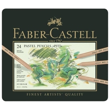 Карандаши цветные пастельные FABER-CASTELL "Pitt", 24 цвета, светоустойчивые, толщина грифеля 4,3 мм, металлическая коробка, 112124