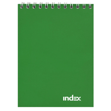 Блокнот INDEX, серия Office classic, на гребне, зеленый, кл., ламиниров. обл., ф. А6, 40 л.