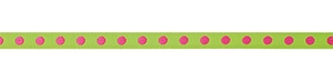 RICO Design лента зеленая в розовый горошек 12 мм х 2 м