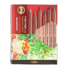 Набор цветных художественных карандашей TRIOCOLOR, 24 цв, трехгранный корпус, натуральное дерево