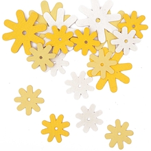 RICO Design конфетти из дерева цветы желтые/белые 18 шт