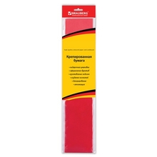 Цветная бумага крепированная BRAUBERG, стандарт, растяжение до 65%, 25 г/м2, европодвес, красная, 50х200 см, 124730