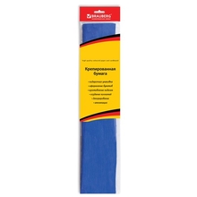 Цветная бумага крепированная BRAUBERG, стандарт, растяжение до 65%, 25 г/м2, европодвес, синяя, 50х200 см, 124734