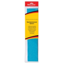 Цветная бумага крепированная BRAUBERG, стандарт, растяжение до 65%, 25 г/м2, европодвес, бирюза, 50х200 см, 124735