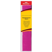 Цветная бумага крепированная BRAUBERG, стандарт, растяжение до 65%, 25 г/м2, европодвес, темно-розовая, 50х200 см, 124736