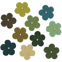 RICO Design цветы из фетра с жемчужиной зеленые 10 шт.