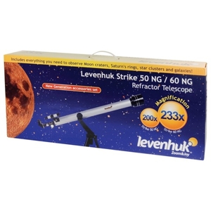 Телескоп LEVENHUK Strike 50 NG, рефрактор, 2 окуляра, ручное управление, для начинающих, 29268