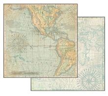 Stamperia Бумага для скрапбукинга 2-сторонняя Карта мира 2, 31,2х30,3 см, 170 г на м2