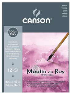 Canson Альбом для акварели Moulin du Roy 300г/м.кв 30*40см 12л Сатин склейка по короткой стороне