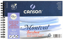Canson Альбом для акварели Montval 270г/м.кв 13.5*21см 12л Снежное зерно спираль по короткой стороне
