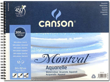 Canson Альбом для акварели Montval 300г/м.кв 24*32см 12л Фин спираль по короткой стороне