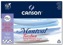 Canson Альбом для акварели Montval 270г/м.кв 18*25см 12л Снежное зерно склейка по короткой стороне