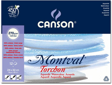 Canson Альбом для акварели Montval 270г/м.кв 24*32см 12л Снежное зерно склейка по короткой стороне