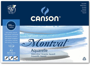 Canson Альбом для акварели Montval 300г/м.кв 29.7*42см 12л Фин склейка склейка по короткой стороне