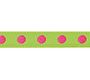 RICO Design лента зеленая в розовый горошек 12 мм х 2 м