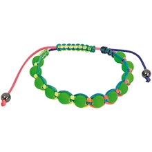 RICO Design браслет из макраме разноцветный с зелеными шариками 17-26см