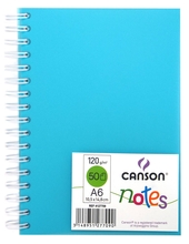 Canson Блокнот для зарисовок Canson Notes 120г/м.кв 10.5*14.8см 50л Canson Пластиковая обложка на спирали голубой