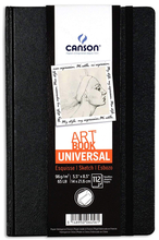 Canson Блокнот для зарисовок Universal 96г/кв.м 14*21.6см 112л твердая обложка застежка-резинка черный