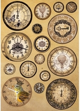 Stamperia Карта декупажная рисовая Старинные часы, А4, 28 г на м2