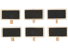 RICO Design мини-таблички черные с неокрашенными прищепками 4 см, 6 шт
