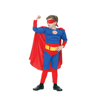 Карнавальный костюм СУПЕРМЕН с мускулатурой, на 4-6,7-10,11-14лет, в пакете с европодвесом|1