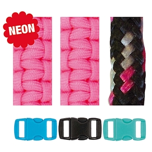 RICO Design набор для браслетов из паракорда неоновый розовый/черный 3 шнура 2мм x 3м, 3 замка