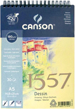 Canson Альбом для графики 1557 180г/м.кв 14.8*21см 30л Малое зерно спираль по короткой стороне