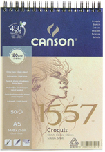 Canson Альбом для графики 1557 120г/м.кв 14.8*21см 50л Малое зерно спираль по короткой стороне