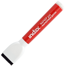 Маркер для белой доски с магнитом и губкой, 2-3 мм, красный, пулевидный нак., INDEX