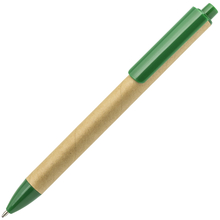 Авторучка шариковая, 1,0мм, корпус из пресованной бумаги, зеленые пластиковые детали, синие чернила
