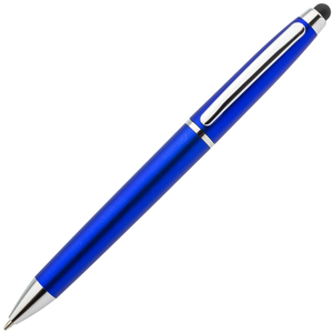 Авторучка шариковая, 1,0 мм, синий корпус, хромированные детали, со стилусом, синие чернила