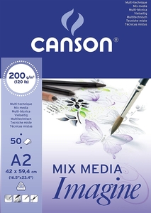 Canson Альбом для графики Imagine 200г/м.кв 42*59.4см 50л Мелкое зерно склейка по короткой стороне