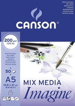 Canson Альбом для графики Imagine 200г/м.кв 14.8*21см 50л Мелкое зерно склейка по короткой стороне