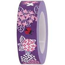 RICO Design лента клейкая с рисунком фиолетовая с цветами 1,5 см х 10 м