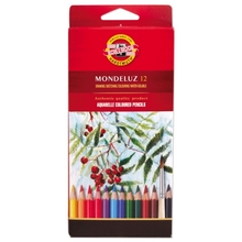 Карандаши цветные акварельные художественные KOH-I-NOOR "Mondeluz", 12 цветов, 3,8 мм, заточенные, европодвес, 3716012001KSRU