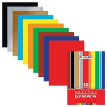 Цветная бумага, А4, самоклеящаяся, 10 цветов, HATBER "Creative", 194х280 мм, 10Бц4с 05934, N050880
