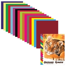 Цветная бумага, А4, двусторонняя, 16 цветов, HATBER VK "Тигр", 195х270 мм, 16Бц4 08394, N078648