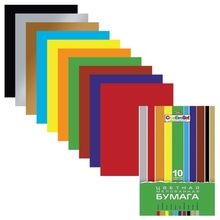 Цветная бумага, А4, мелованная, 10 цветов, HATBER "Creative", 195х280 мм, 10Бц4м 05930, N050842
