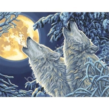 Набор для раскрашивания (акрил): Волки в лунном свете