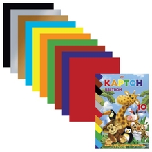 Цветной картон, А5, мелованный, 10 цветов, 235 г/м2, HATBER VK "Зоопарк", 140х195 мм, 10Кц5к 10639, N109397