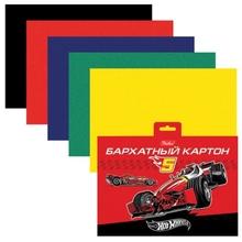 Цветной картон, А5, бархатный, 5 цветов, HATBER "Машина" ("Hot wheels"), 165х220 мм, 5Кбх5 13310, N200537