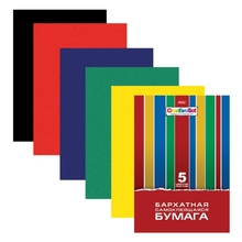Цветная бумага, А4, бархатная, самолеящаяся, 5 цветов, HATBER "Creative", 194х280 мм, 5Ббх4с 05804, N201053