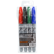 Набор маркеров перманентных, 1,5-2 мм, (зеленый, красный, синий, черный), пулевидный нак., SPONSOR,