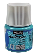Pebeo Setacolor Краска акриловая для светлых тканей  с глиттерами 45 мл цв. TURQUOISE